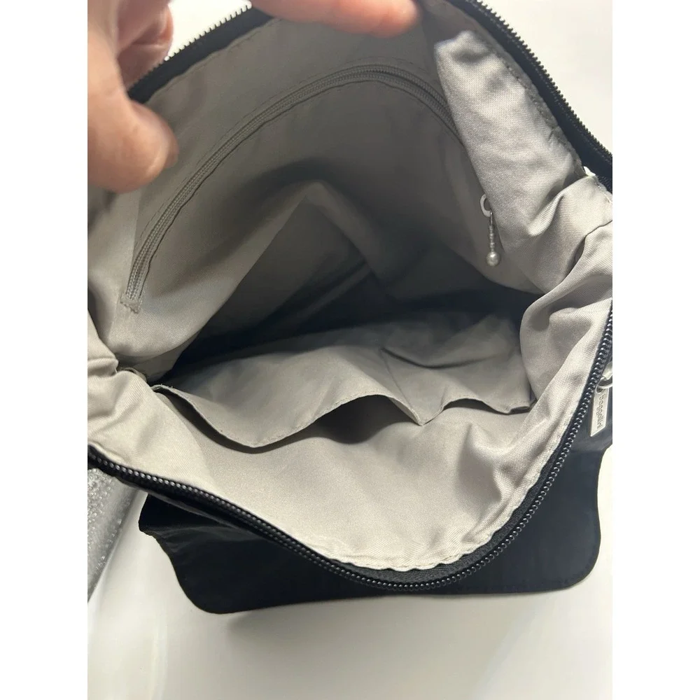 BAGGALLINI Purse Black Cheetah Print Nylon‎ Town Bagg Crossbody Lightweight Bag